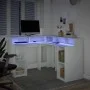 Escritorio con luz LED madera ingeniería blanco 130x130x91 cm de , Escritorios - Ref: Foro24-3309447, Precio: 207,32 €, Descu...