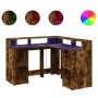Escritorio con LED madera ingeniería roble ahumado 130x130x91cm de , Escritorios - Ref: Foro24-3309451, Precio: 223,06 €, Des...