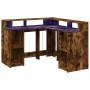 Escritorio con LED madera ingeniería roble ahumado 130x130x91cm de , Escritorios - Ref: Foro24-3309451, Precio: 223,06 €, Des...