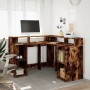 Escritorio con LED madera ingeniería roble ahumado 130x130x91cm de , Escritorios - Ref: Foro24-3309451, Precio: 223,06 €, Des...