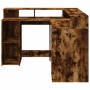 Escritorio con LED madera ingeniería roble ahumado 130x130x91cm de , Escritorios - Ref: Foro24-3309451, Precio: 223,06 €, Des...