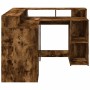 Escritorio con LED madera ingeniería roble ahumado 130x130x91cm de , Escritorios - Ref: Foro24-3309451, Precio: 223,06 €, Des...