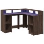 Escritorio con LED madera ingeniería marrón roble 130x130x91 cm de , Escritorios - Ref: Foro24-3309453, Precio: 193,33 €, Des...