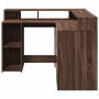 Escritorio con LED madera ingeniería marrón roble 130x130x91 cm de , Escritorios - Ref: Foro24-3309453, Precio: 193,33 €, Des...