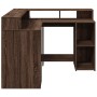 Escritorio con LED madera ingeniería marrón roble 130x130x91 cm de , Escritorios - Ref: Foro24-3309453, Precio: 193,33 €, Des...