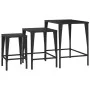 Stackable garden tables, 3 units, black synthetic rattan by , Garden tables - Ref: Foro24-3324829, Price: 69,56 €, Discount: %