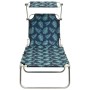Tumbona plegable con toldo aluminio estampado de hojas de , Tumbonas - Ref: Foro24-310364, Precio: 67,00 €, Descuento: %