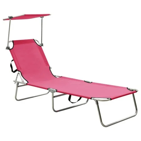 Tumbona plegable con toldo aluminio rosa de , Tumbonas - Ref: Foro24-310363, Precio: 67,01 €, Descuento: %