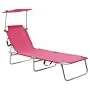 Tumbona plegable con toldo aluminio rosa de , Tumbonas - Ref: Foro24-310363, Precio: 67,01 €, Descuento: %
