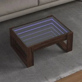 Mesa de centro con Infinity LED marrón roble 70x53x30 cm de , Mesas de centro - Ref: Foro24-847636, Precio: 83,84 €, Descuent...