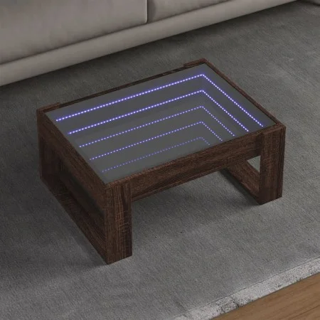 Mesa de centro con Infinity LED marrón roble 70x53x30 cm de , Mesas de centro - Ref: Foro24-847636, Precio: 83,84 €, Descuent...