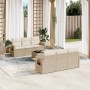 Set sofás de jardín 7 piezas y cojines ratán sintético beige en Conjuntos de jardín | Comprar online en Foru.es