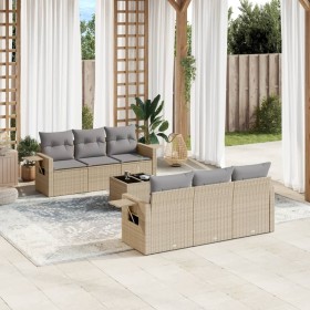 Set sofás de jardín 7 piezas y cojines ratán sintético beige en Conjuntos de jardín | Comprar online en Foru.es