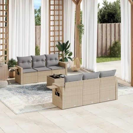 Set sofás de jardín 7 piezas y cojines ratán sintético beige en Conjuntos de jardín | Comprar online en Foru.es