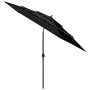 Sombrilla de 3 niveles con poste de aluminio negra 3 m de vidaXL, Sombrillas - Ref: Foro24-313874, Precio: 67,48 €, Descuento: %