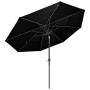 Sombrilla de 3 niveles con poste de aluminio negra 3 m de vidaXL, Sombrillas - Ref: Foro24-313874, Precio: 67,48 €, Descuento: %