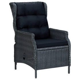 Sillón reclinable de jardín cojines ratán sintético gris oscuro de vidaXL, Sillas de jardín - Ref: Foro24-313300, Precio: 253...