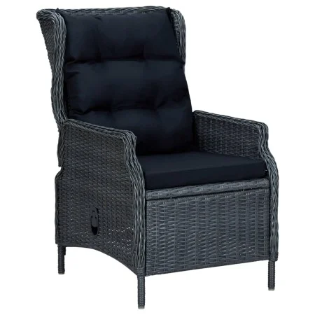 Sillón reclinable de jardín cojines ratán sintético gris oscuro de vidaXL, Sillas de jardín - Ref: Foro24-313300, Precio: 250...