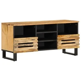 Mueble de TV madera maciza de mango rugosa 100x34x46 cm de , Almacenamiento para CD y DVD - Ref: Foro24-377524, Precio: 83,60...