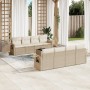 Set de sofás de jardín 9 pzas con cojines ratán sintético beige en Conjuntos de jardín | Comprar online en Foru.es