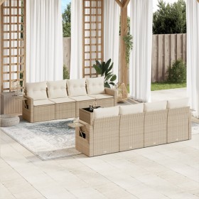 Set de sofás de jardín 9 pzas con cojines ratán sintético beige en Conjuntos de jardín | Comprar online en Foru.es