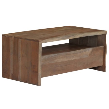 Mesa de centro borde vivo madera maciza acacia gris 90x50x40 cm en Mesas de centro | Comprar online en Foru.es