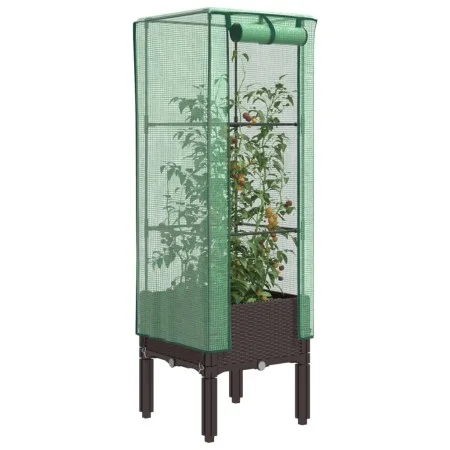 Arriate con cubierta invernadero aspecto ratán 40x40x140 cm de , Maceteros y jardineras - Ref: Foro24-4015804, Precio: 41,47 ...