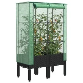 Arriate con cubierta invernadero aspecto ratán 80x40x140 cm de , Maceteros y jardineras - Ref: Foro24-4015819, Precio: 79,19 ...
