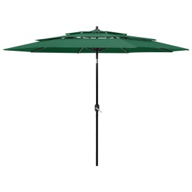Sombrilla de 3 niveles con poste de aluminio verde 3 m de vidaXL, Sombrillas - Ref: Foro24-313869, Precio: 86,67 €, Descuento: %