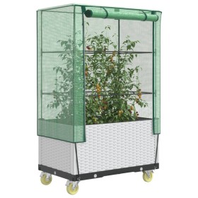 Arriate con cubierta invernadero aspecto ratán 80x50x182 cm de , Maceteros y jardineras - Ref: Foro24-4015850, Precio: 128,82...