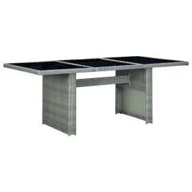 Mesa de jardín de ratán sintético y vidrio templado gris claro de vidaXL, Mesas de jardín - Ref: Foro24-313311, Precio: 194,7...