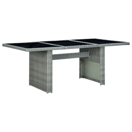 Mesa de jardín de ratán sintético y vidrio templado gris claro de vidaXL, Mesas de jardín - Ref: Foro24-313311, Precio: 194,7...