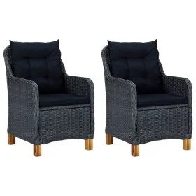 Sillas de jardín con cojines 2 uds ratán sintético gris oscuro de vidaXL, Sillas de jardín - Ref: Foro24-313316, Precio: 272,...