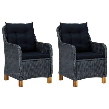 Sillas de jardín con cojines 2 uds ratán sintético gris oscuro de vidaXL, Sillas de jardín - Ref: Foro24-313316, Precio: 272,...