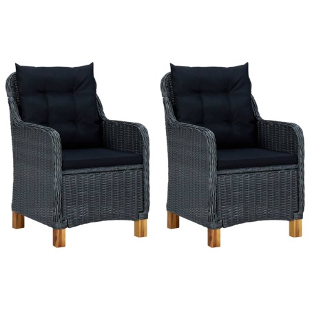Sillas de jardín con cojines 2 uds ratán sintético gris oscuro de vidaXL, Sillas de jardín - Ref: Foro24-313316, Precio: 274,...