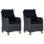 Sillas de jardín con cojines 2 uds ratán sintético gris oscuro de vidaXL, Sillas de jardín - Ref: Foro24-313316, Precio: 272,...