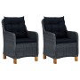 Sillas de jardín con cojines 2 uds ratán sintético gris oscuro de vidaXL, Sillas de jardín - Ref: Foro24-313316, Precio: 274,...