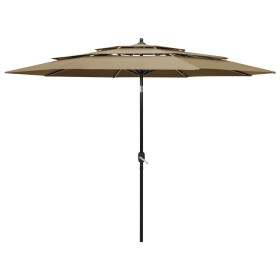 Sombrilla de 3 niveles con poste de aluminio gris taupé 3 m de vidaXL, Sombrillas - Ref: Foro24-313871, Precio: 100,99 €, Des...