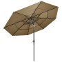 Sombrilla de 3 niveles con poste de aluminio gris taupé 3 m de vidaXL, Sombrillas - Ref: Foro24-313871, Precio: 100,99 €, Des...