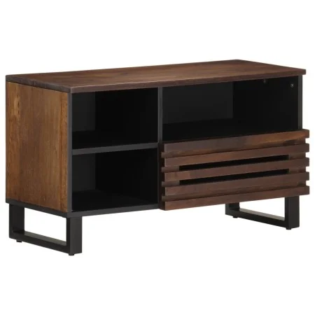 Mueble de TV madera maciza mango marrón 80x34x46 cm de , Almacenamiento para CD y DVD - Ref: Foro24-377521, Precio: 73,23 €, ...