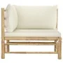 Sofá de esquina para jardín bambú con cojines blanco crema von vidaXL, Modulare Sofas für den Außenbereich - Ref: Foro24-3131...