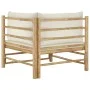 Sofá de esquina para jardín bambú con cojines blanco crema von vidaXL, Modulare Sofas für den Außenbereich - Ref: Foro24-3131...