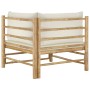 Sofá de esquina para jardín bambú con cojines blanco crema de vidaXL, Sofás modulares de exterior - Ref: Foro24-313145, Preci...