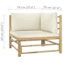Sofá de esquina para jardín bambú con cojines blanco crema von vidaXL, Modulare Sofas für den Außenbereich - Ref: Foro24-3131...