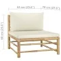 Set de muebles de jardín 3 piezas bambú y cojines blanco crema by vidaXL, Modular outdoor sofas - Ref: Foro24-313142, Price: ...