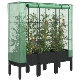 Arriate con cubierta invernadero aspecto ratán 120x40x140 cm de , Maceteros y jardineras - Ref: Foro24-4015820, Precio: 107,5...