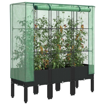Arriate con cubierta invernadero aspecto ratán 120x40x140 cm de , Maceteros y jardineras - Ref: Foro24-4015820, Precio: 107,5...
