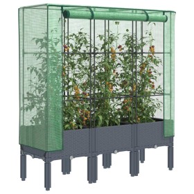 Arriate con cubierta invernadero aspecto ratán 120x40x140 cm de , Maceteros y jardineras - Ref: Foro24-4015834, Precio: 107,5...
