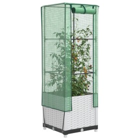 Arriate con cubierta invernadero aspecto ratán 40x40x139 cm de , Maceteros y jardineras - Ref: Foro24-4015841, Precio: 51,64 ...