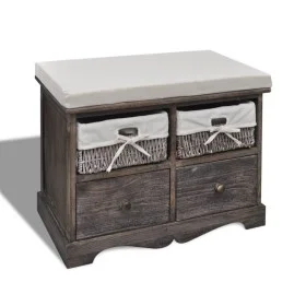 Paulownia-Holz-Aufbewahrungsbank in Braun 62x33x42 cm von , Bänke für Hallen und Lager - Ref: Foro24-240791, Preis: 105,56 €,...